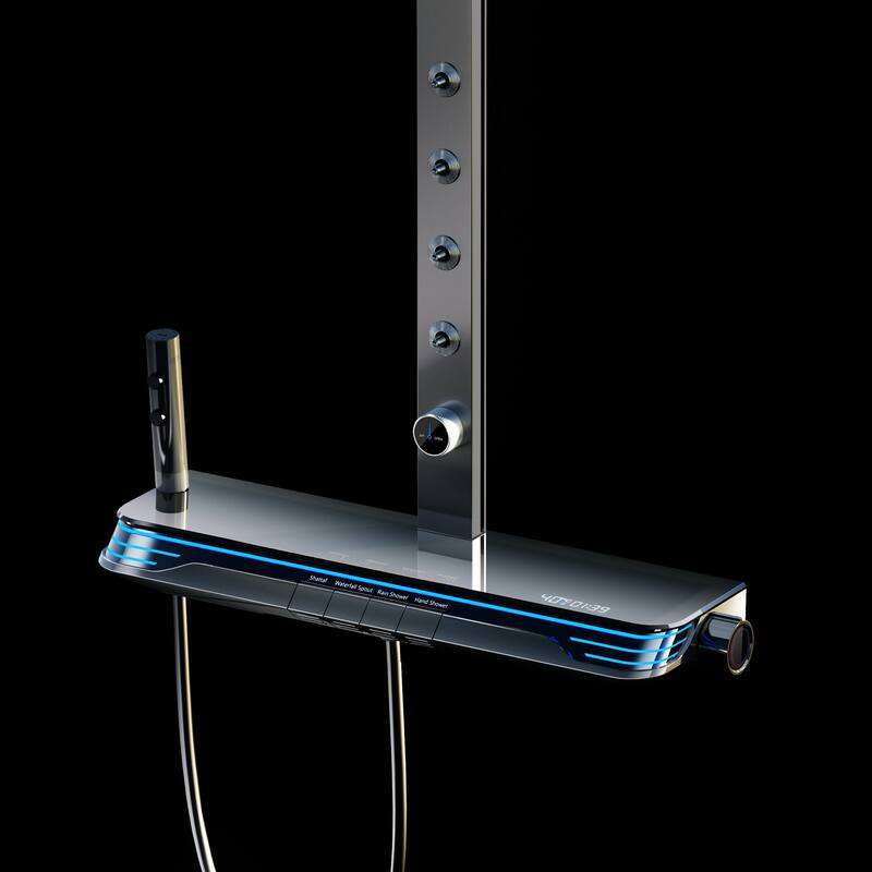 Exposed Tub and Shower Faucet with Hand Shower Brass Thermostatic Brass Wall Mount Complete Shower System with Waist Massage