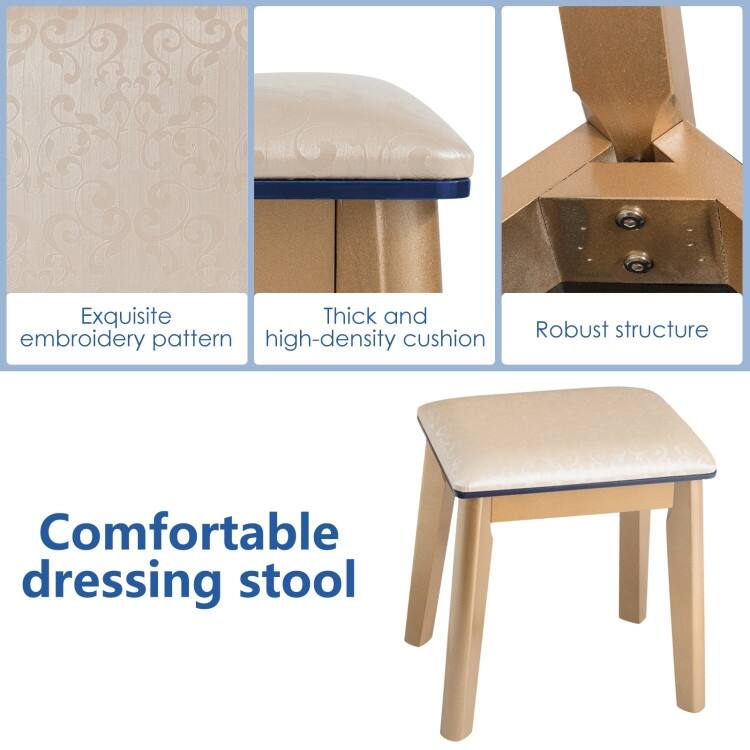 Set 3 Makeup Vanity Table Color Lighting Jewelry Divider Dressing Table - 52.5" x 31.5" x 16" (L x W x H)