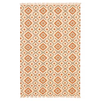 Ankara FW Cream Kilim 5'2" x 8'2" - 5'2 x 8'2