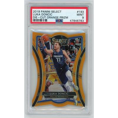 Luka Doncic 2019-20 Panini Select Die-Cut Orange Prizm Basketball Card #193 57/65 Graded PSA 9 MINT - 8'6" x 11'6"