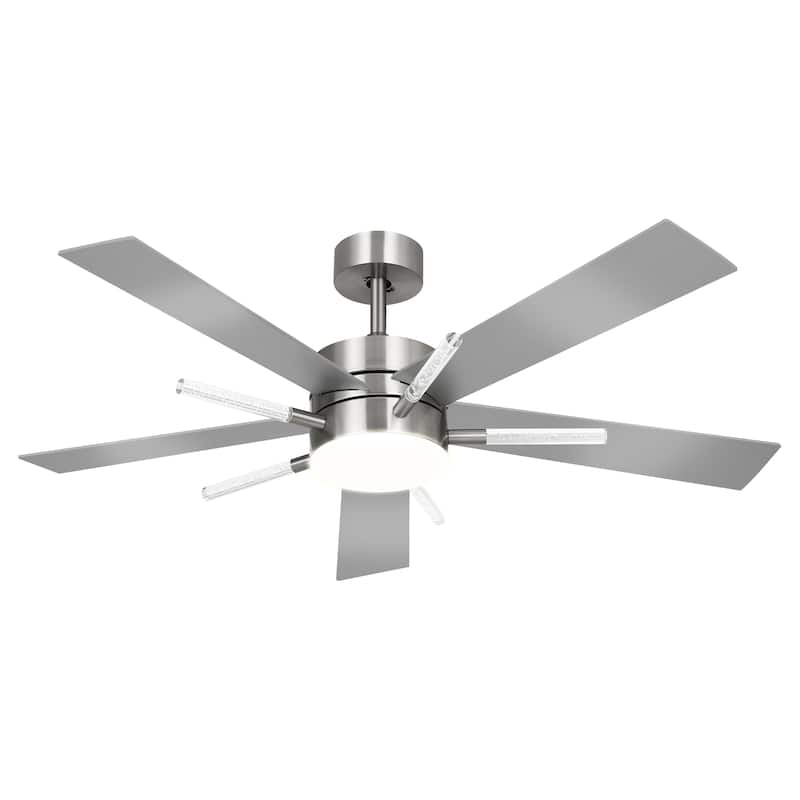 Moasis 5 Blades 60'' Ceiling Fan with Lights and Remote Control,Crystal Rod Design and Memory Function - Silver