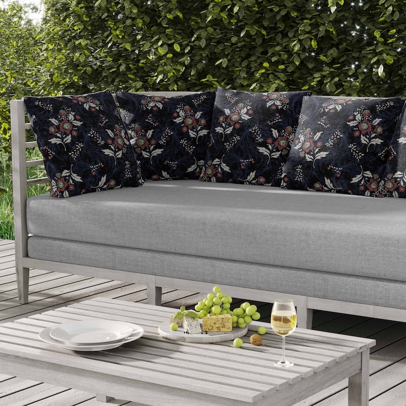 Meadow Strokes Indoor/Outdoor Reversible Throw Pillow Black and Blue