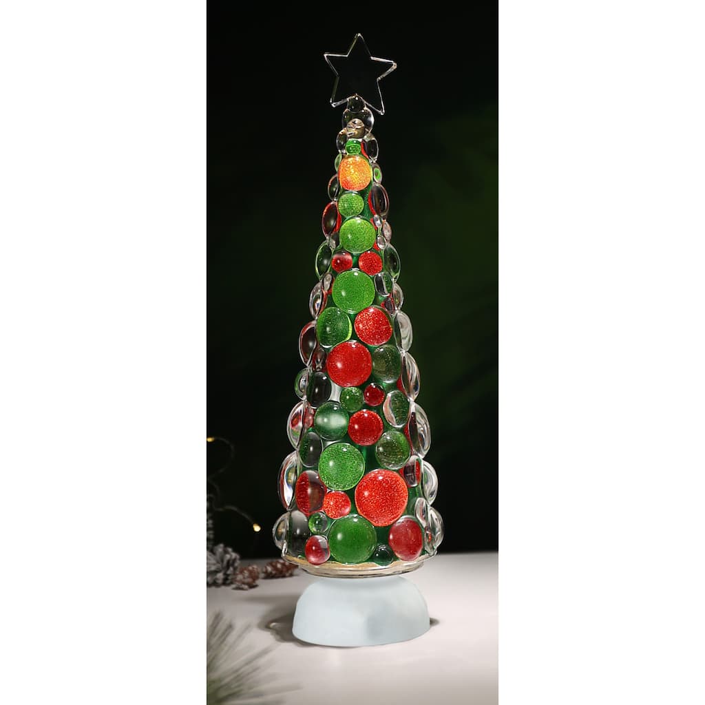 Set of 2 LED Lighted Christmas Ornament Tree Tabletop Decorations - 15" - Multicolor