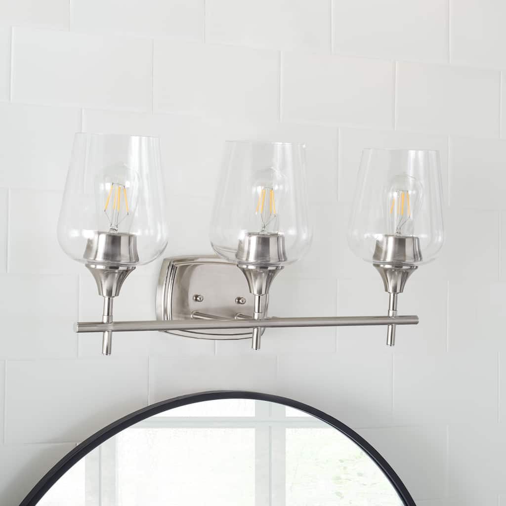 SAFAVIEH Lighting Kleopatra Wall Sconce - 22"x8"x11" - Nickel/Clear - 22Wx8Dx11H