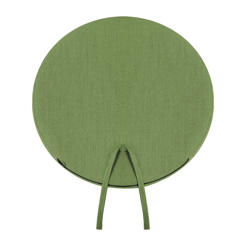 Outdoor 2-Pack 15'' x 1.4" Green Round Chair Seat Cushions with Straps