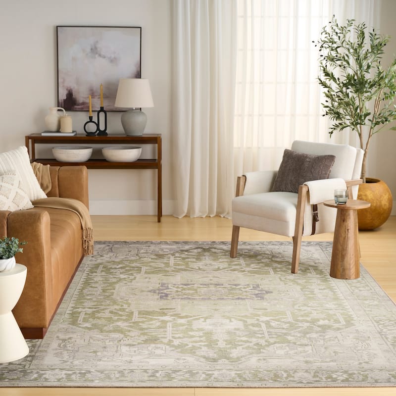 Nourison Vintage Washables Indoor only Green Persian Area Rug