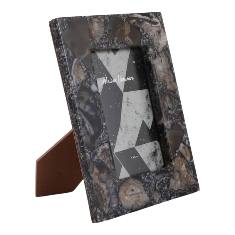 Stone Glass Photo Frame Contemporary Style Natural Textured Accents