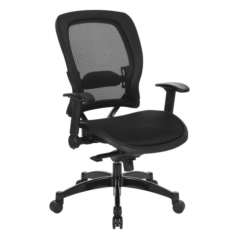 Black Breathable Mesh Chair with Flip Arms - Black