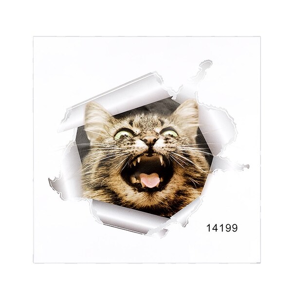 Yell Cat Pattern Wall Stickers Removable Cartoon Decal for Living Room Decor