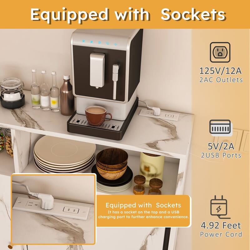 Folding Dining Table with Storage, Kitchen Table with Built-In Power Sockets, Home Office Table Coffee Table Rolling Table