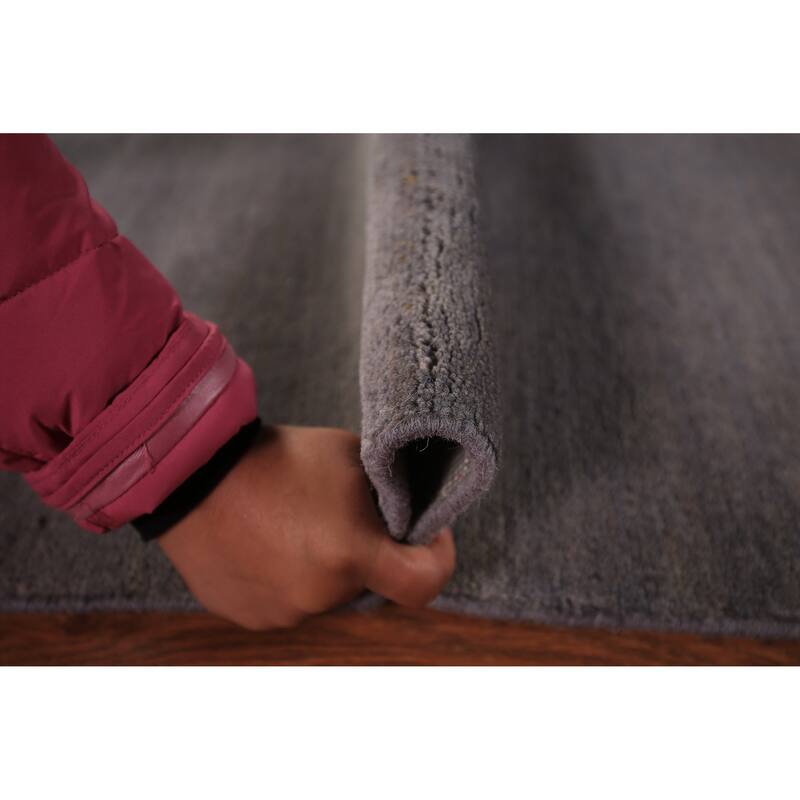 Modern Gray Gabbeh Oriental Foyer Rug Hand-Knotted Wool Carpet - 3'2" x 4'10"