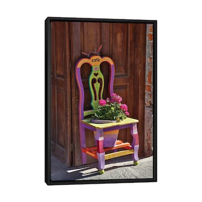 iCanvas "San Miguel De Allende, Mexico. Colorful painted chair planter" by Darrell Gulin Framed Canvas Print