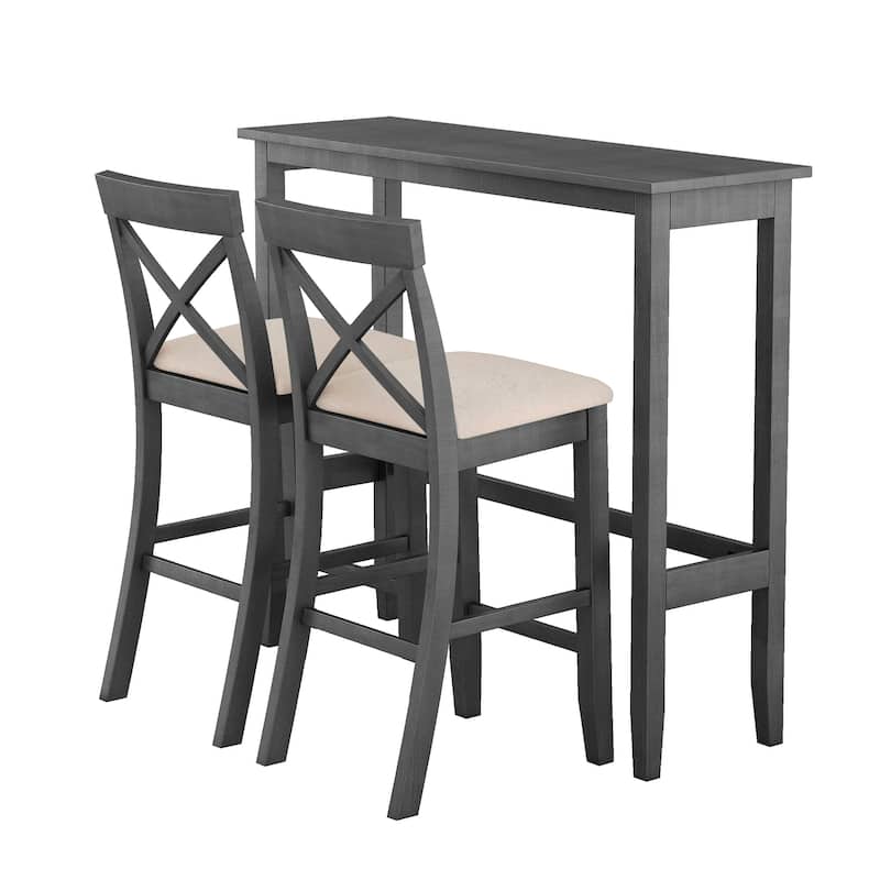 Roomfitters Farmhouse 48" Bar Height Dining Set with 2 Chairs, Perfect for Small Spaces