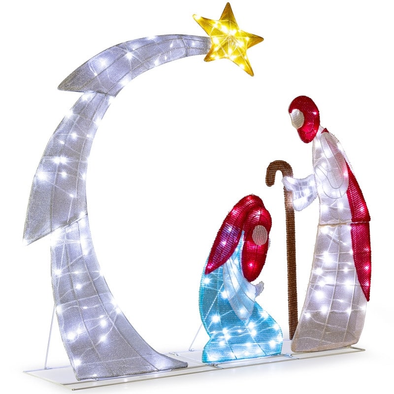3.7FT Lighted 2D Nativity Scene Outdoor Christmas Decorations