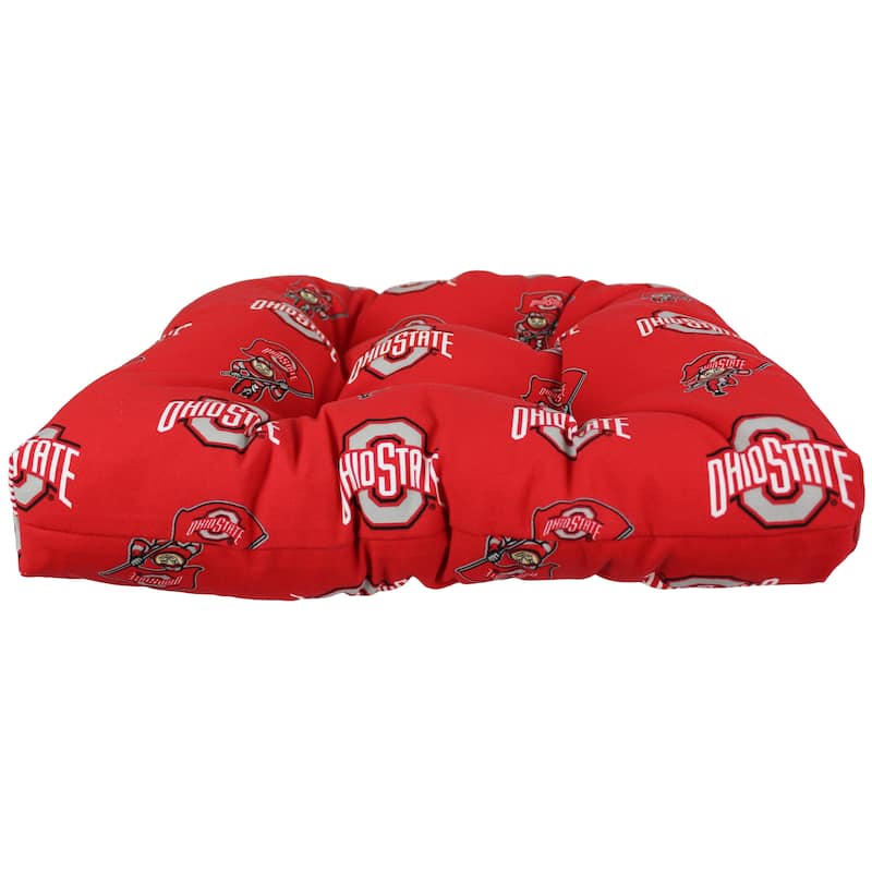 Ohio State Buckeyes Indoor / Outdoor Seat Cushion Patio D Cushion 20" x 20", 2 Tie Backs - 20" x 20" x 3"