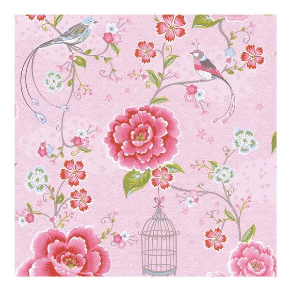 Pink Floral Birds Trail Wallpaper 21in X 396in X 0 025in Overstock 31982497