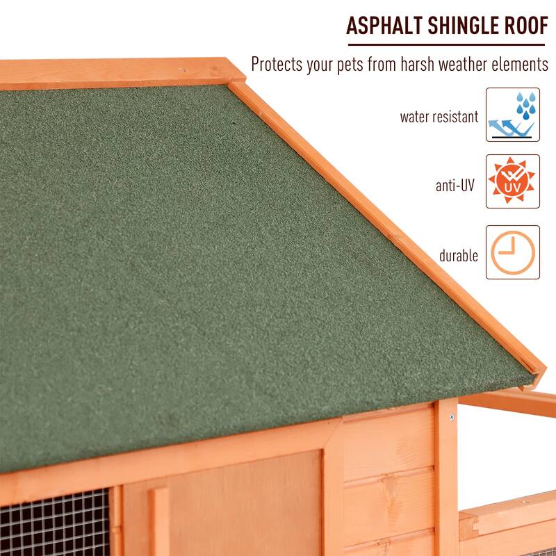 PawHut XL Solid Wood Deluxe Outdoor Lockable Chicken Coop Kit with Nesting Box and Run, Orange