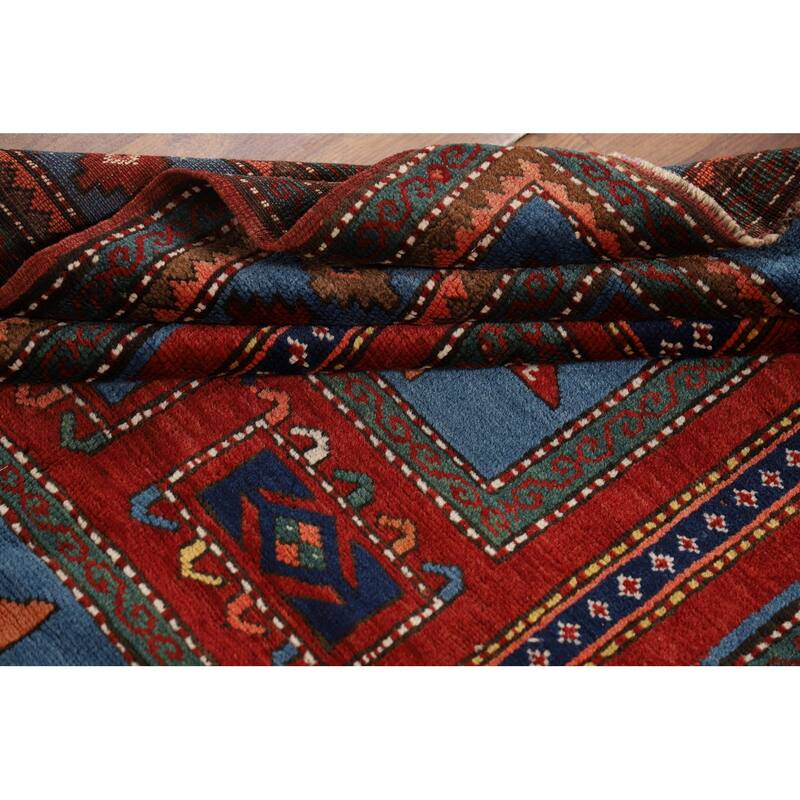 Vegetable Dye Shirvan Antique Area Rug Hand-Knotted Wool Carpet - 3'10" x 6'9"
