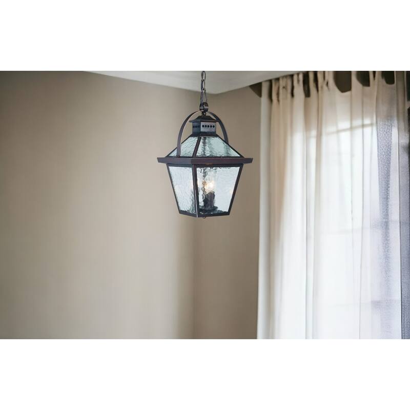 HomeRoots Bay Street 3-Light Architectural Bronze Hanging Light - 9.75' X '16.5' X '9.75 - 9.75' X '16.5' X '9.75