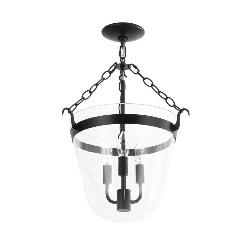 Heritage Glass Bell Jar Cage Pendant Semi Flush Ceiling Light
