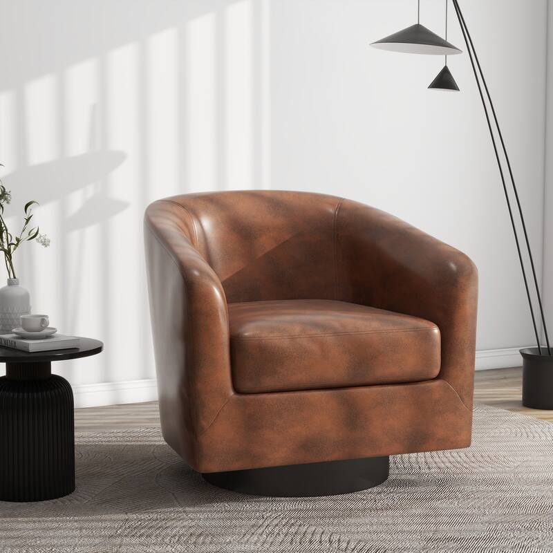 Modern Upholstered Barrel Chair Swivel Accent Chair for Living Room