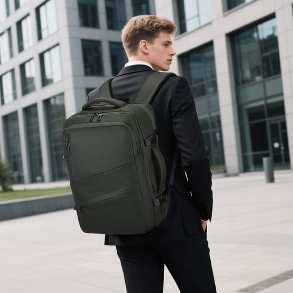 25 inches by 13 by 9 travel backpack ECOHUB 17'' Backpack, Personal Item with Pockets, Flight Approved Carry on Backpack with USB Port & Luggage Sleeve, Travel bag for Men & Women, Water Resistant Backpack The EDC backpack for travelers ECOHUB 17