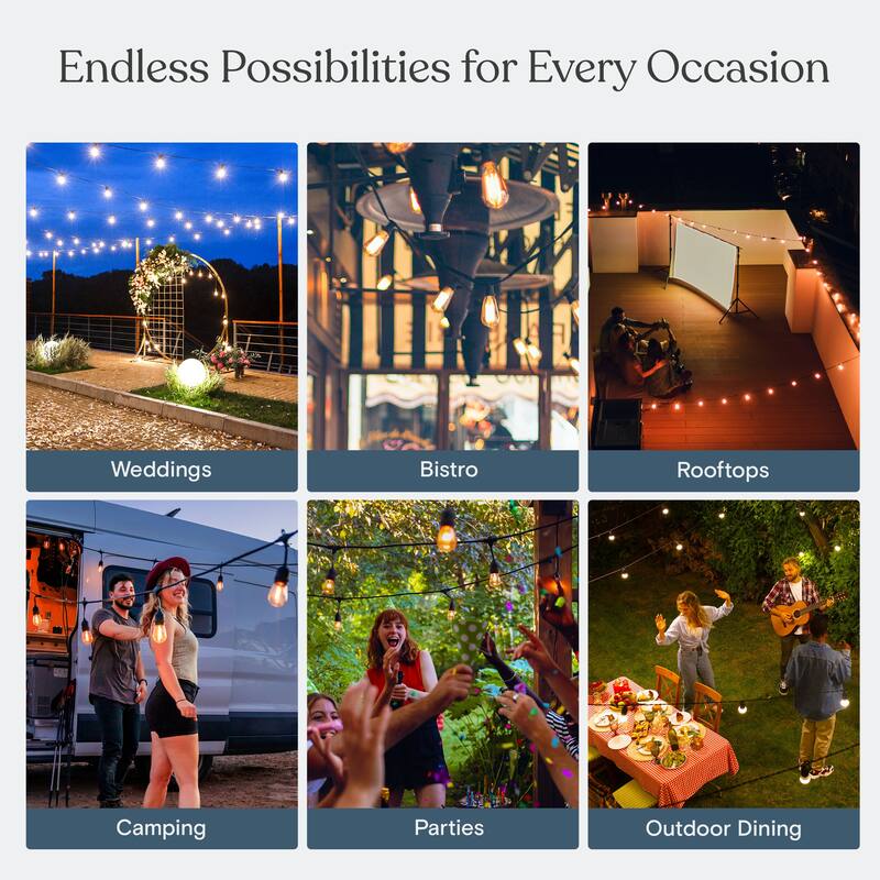 Brightech Ambience Pro 7-Light 24 ft. Indoor/Outdoor Plug-in S14 2700K LED Edison Bulb String -Light