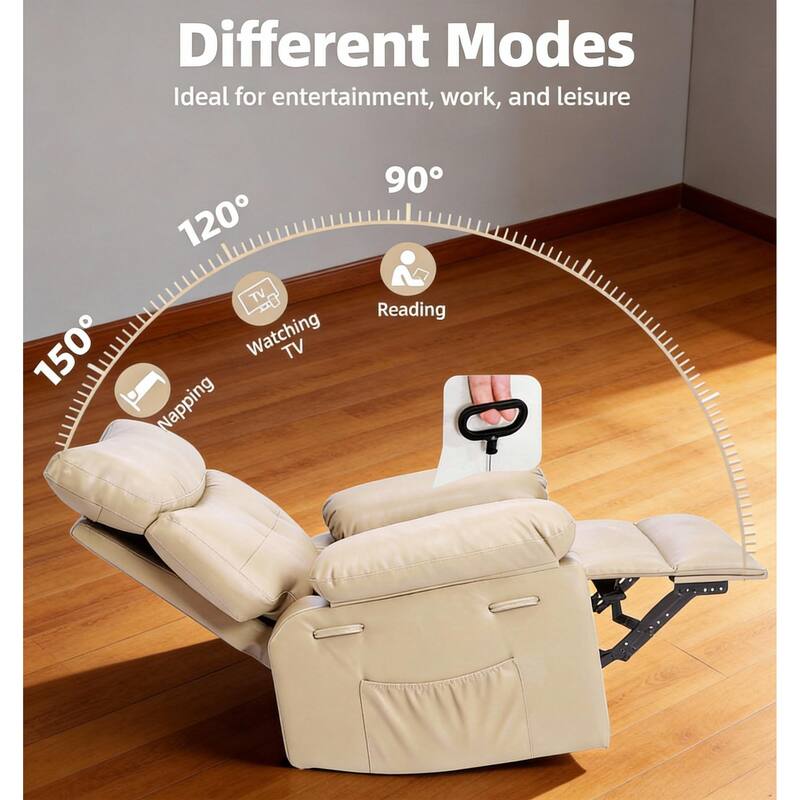 360° Swivel Manual Recliner Chair, with Massage & Remote Control