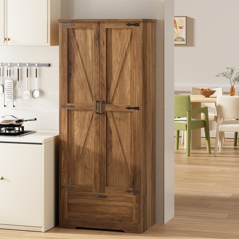 Beverage Storage Cabinet with Drawer & Adjustable Shelves