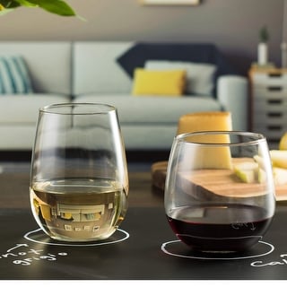Libbey Stemless 12-Piece Wine Glass Party Set for Red and White Wines - Set of 12