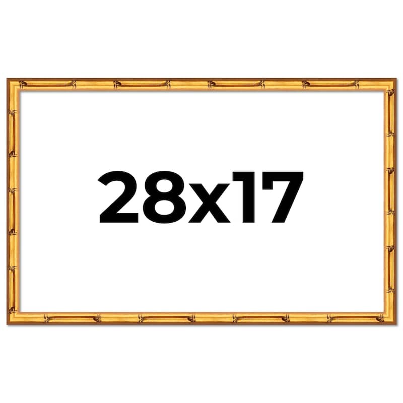 28x17 Frame Gold Bamboo Picture Frame Modern Photo Frame Includes UV Acrylic Shatter Guard Front Acid Free Foam Backing Board