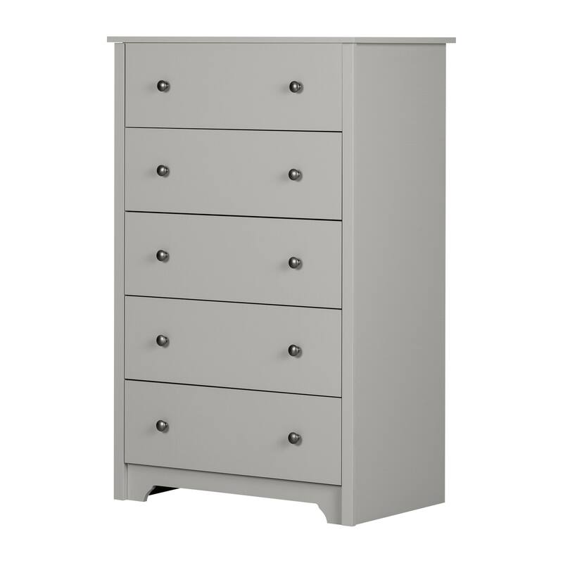 5-Drawer Chest Dresser in Soft Gray Finish Featuring Ample Storage and Sleek Contemporary Styling