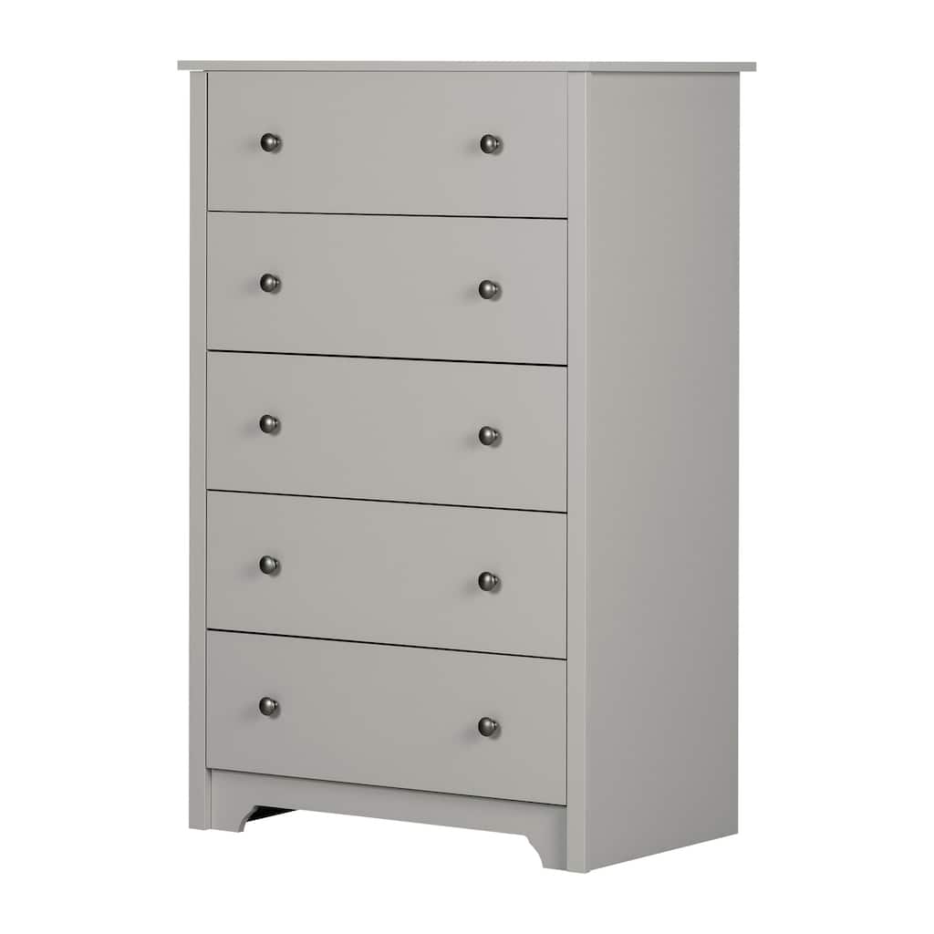 5-Drawer Chest Dresser in Soft Gray Finish Featuring Ample Storage and Sleek Contemporary Styling