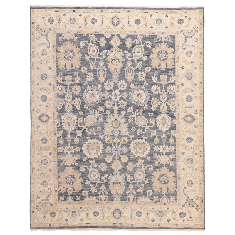 ECARPETGALLERY Hand-knotted Modern Oushak Navy Wool Rug - 8'1 x 10'3