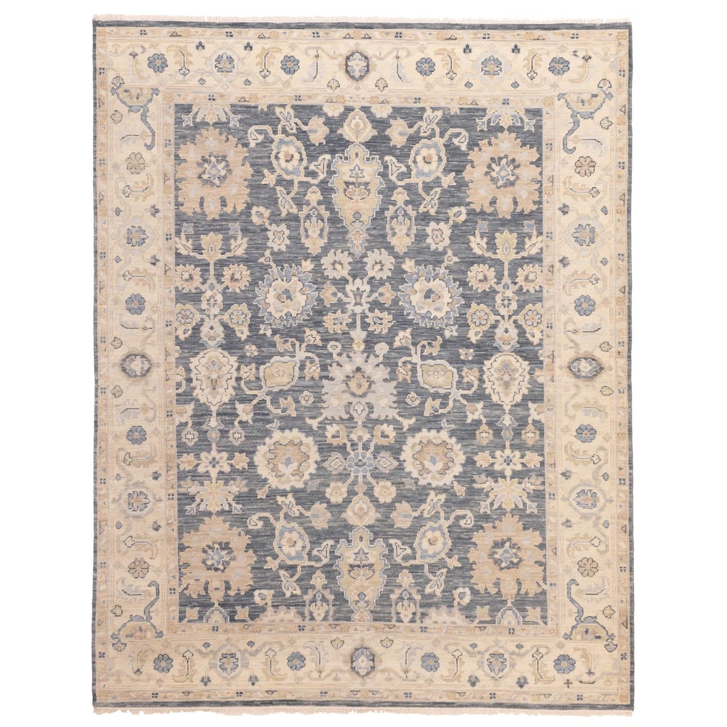 ECARPETGALLERY Hand-knotted Modern Oushak Navy Wool Rug - 8'1 x 10'3