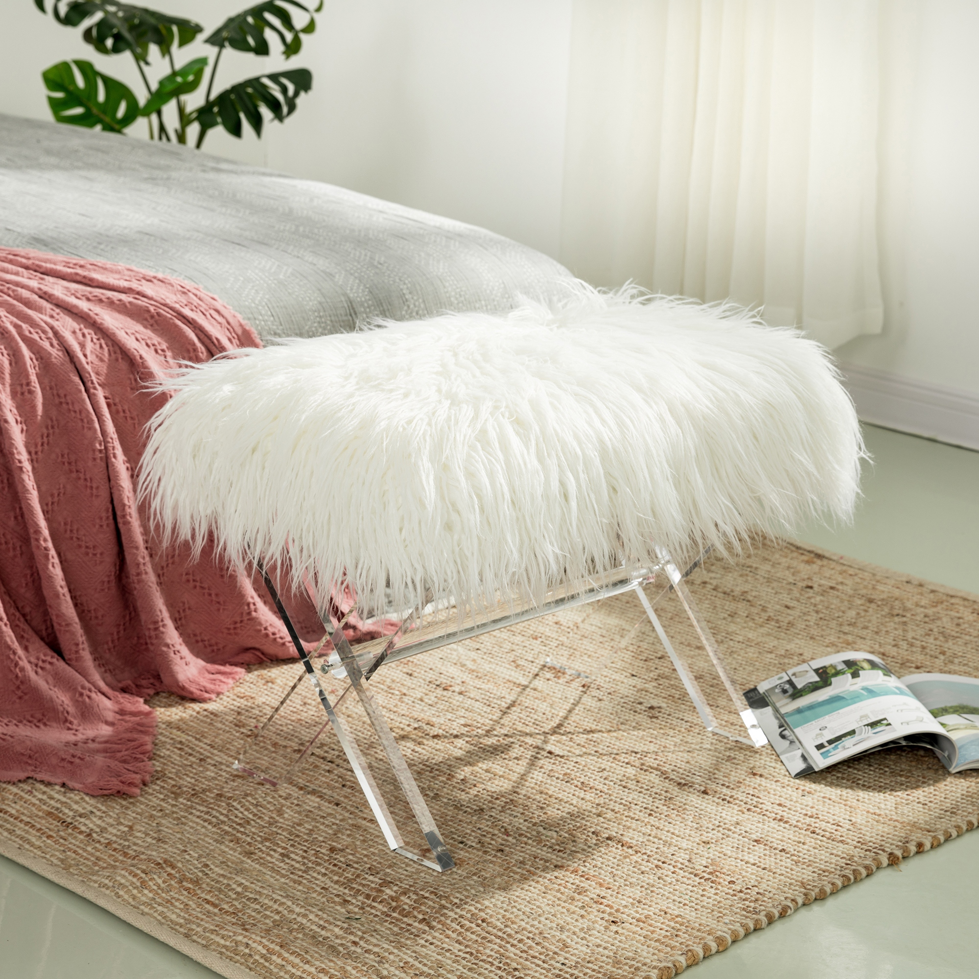 Fluffy sales bed bench