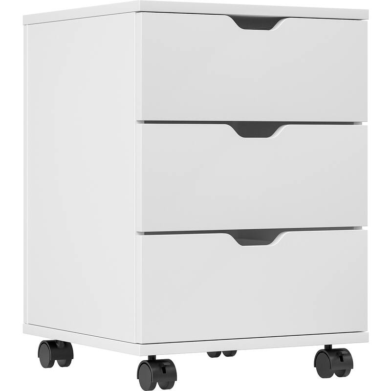 3-Drawer Vertical Filing Cabinet Rolling Wood Mobile File Cabinets Under Desk for Home Office with Casters (Non-Assembled) - White