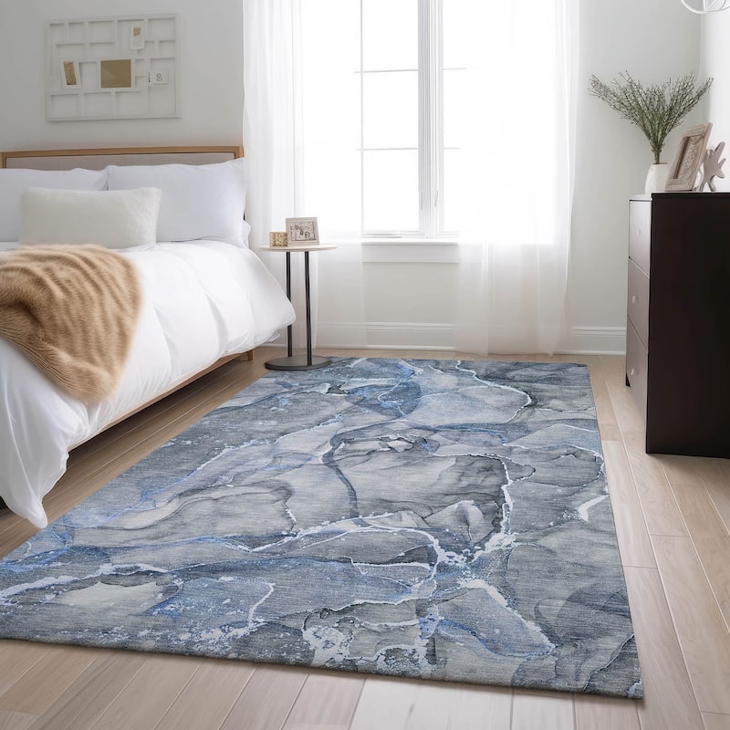 Premium Washable Super Soft Abstract Contemporary Mayfield Rug - Blue - 8' x 10'