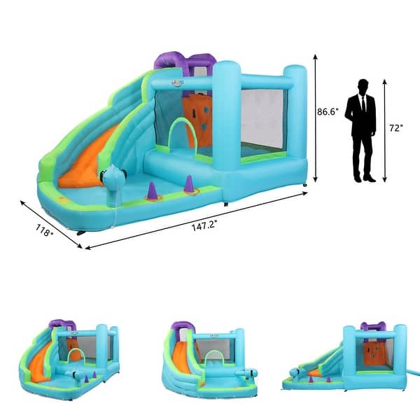 Bounce House Inflatable Water Slide With Water Gun and Climbing Wall