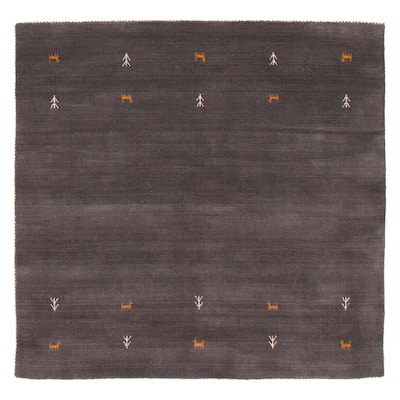 Kashkuli Gabbeh Grey Rug 4'10" x 4'9" - 4'10 x 4'9