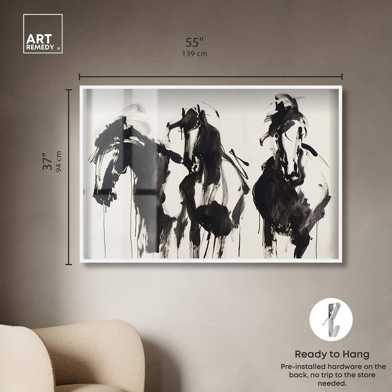 Horses in Ink Shadowbox by Art Remedy