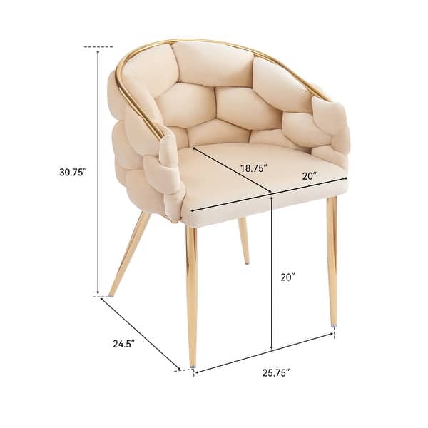 Set of 2 Luxury Handmade Accent Chair with Gold Legs, Modern Velvet Armchair for Living Room and Bedroom