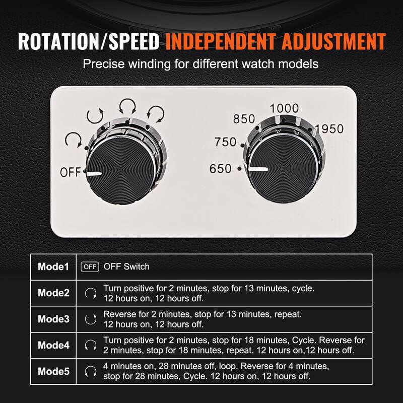 VEVOR Watch Winder with 1-8 for Men's and Women's Automatic Watches with Super Quiet Japanese Mabuchi Motors LED Lights