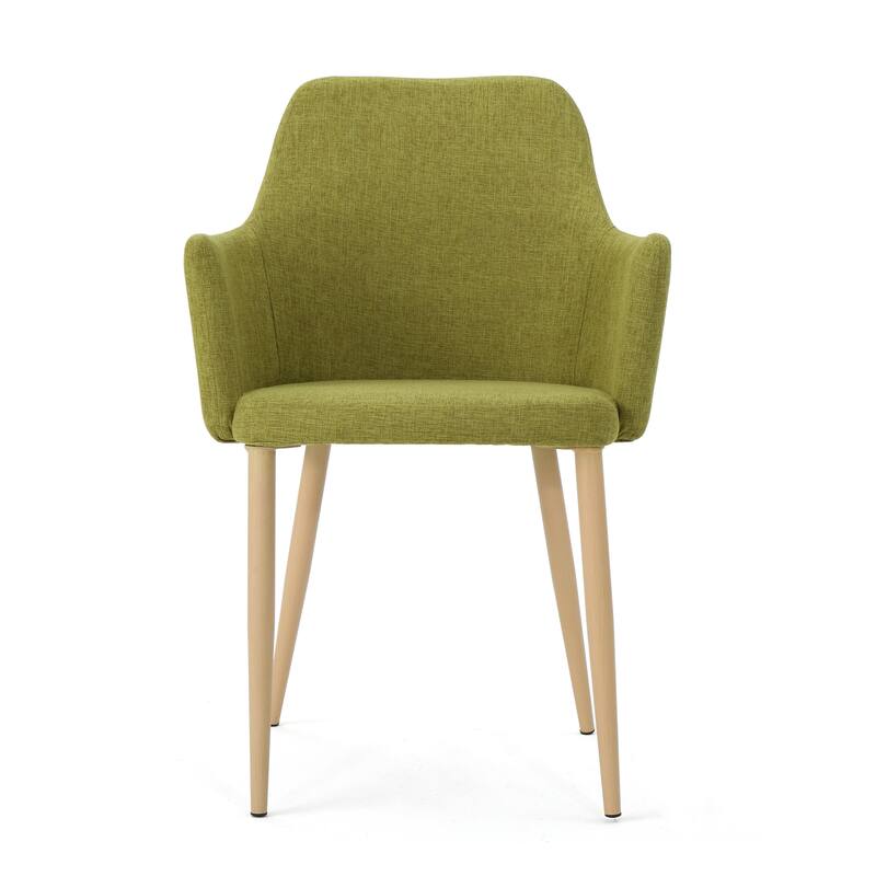 Modern Set of 2 Dining Chairs with Fabric Upholstered Backrest Seat, Wood Finish, Metal Legs for Dining Room Living Room
