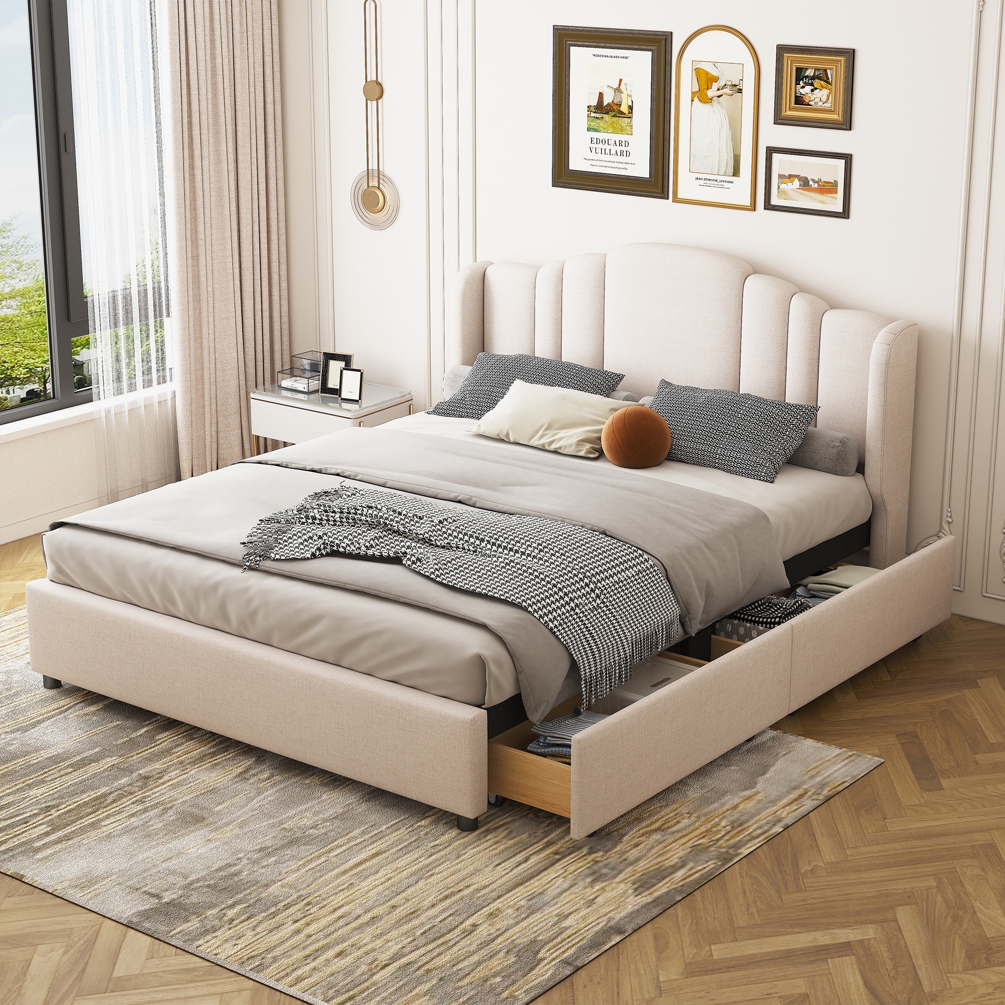 Upholstered platform bed new arrivals no box spring