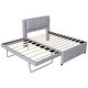 preview thumbnail 8 of 10, Full Size Upholstered Platform Bed with Adjustable Trundle for Versatile Guest Accommodation