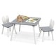 preview thumbnail 2 of 13, Kids Table and Chair Set, 3 Pcs Wooden Play Table and 2 Cute Rabbit Chairs, Solid Wood Legs, Space-Saving Grey