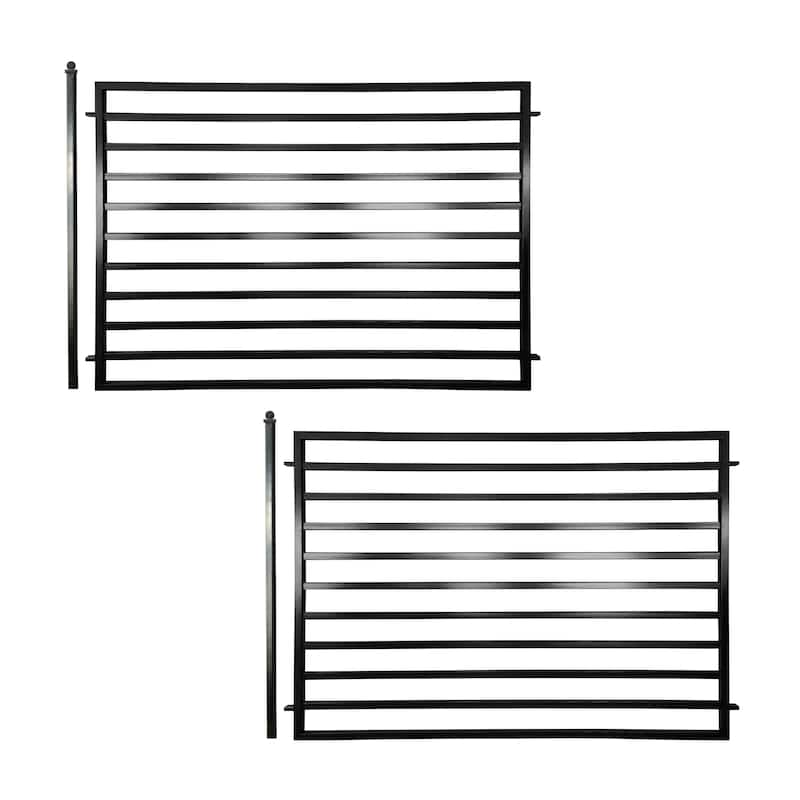 ALEKO Yard Garden Milan Style Steel 2 Fence Black Panels 8 x 5 ft each