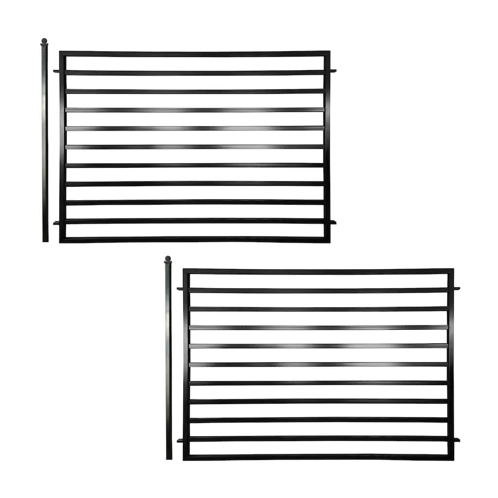 ALEKO Yard Garden Milan Style Steel 2 Fence Black Panels 8 x 5 ft each