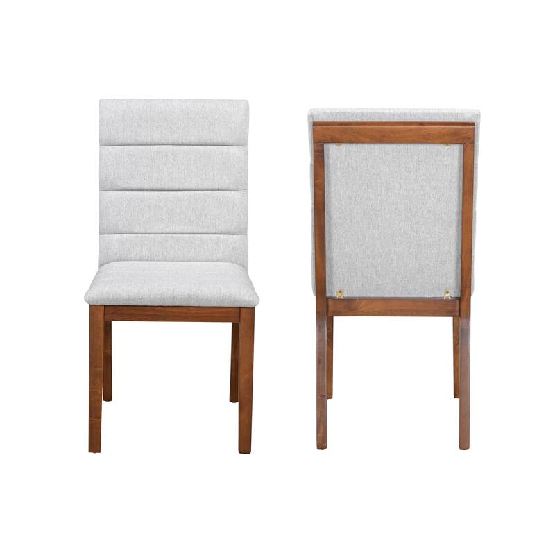 Modern 2 Piece Fabric Walnut Dining Chair with Cushion and Backrest for Dining Room, Kitchen Bedroom Living Room